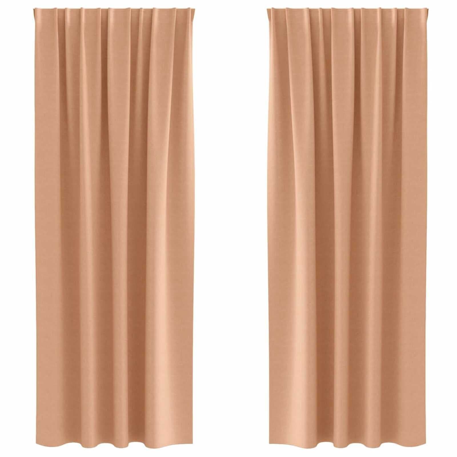 vidaXL Cortinas Blackout com Argolas 2 pcs Marrom Claro 260 x 140 cm