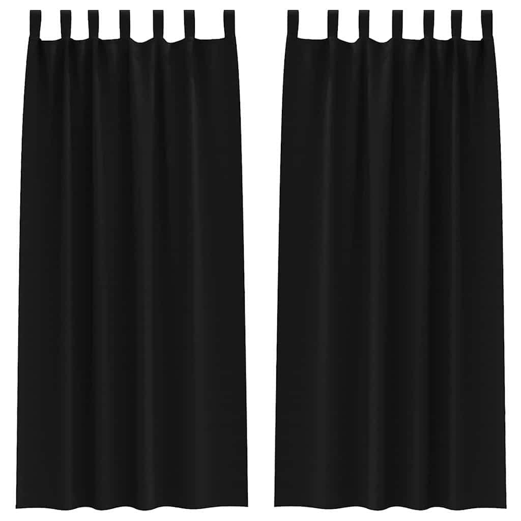 vidaXL Cortinas Blackout com Argolas 2 pcs Preto 225 x 140 cm