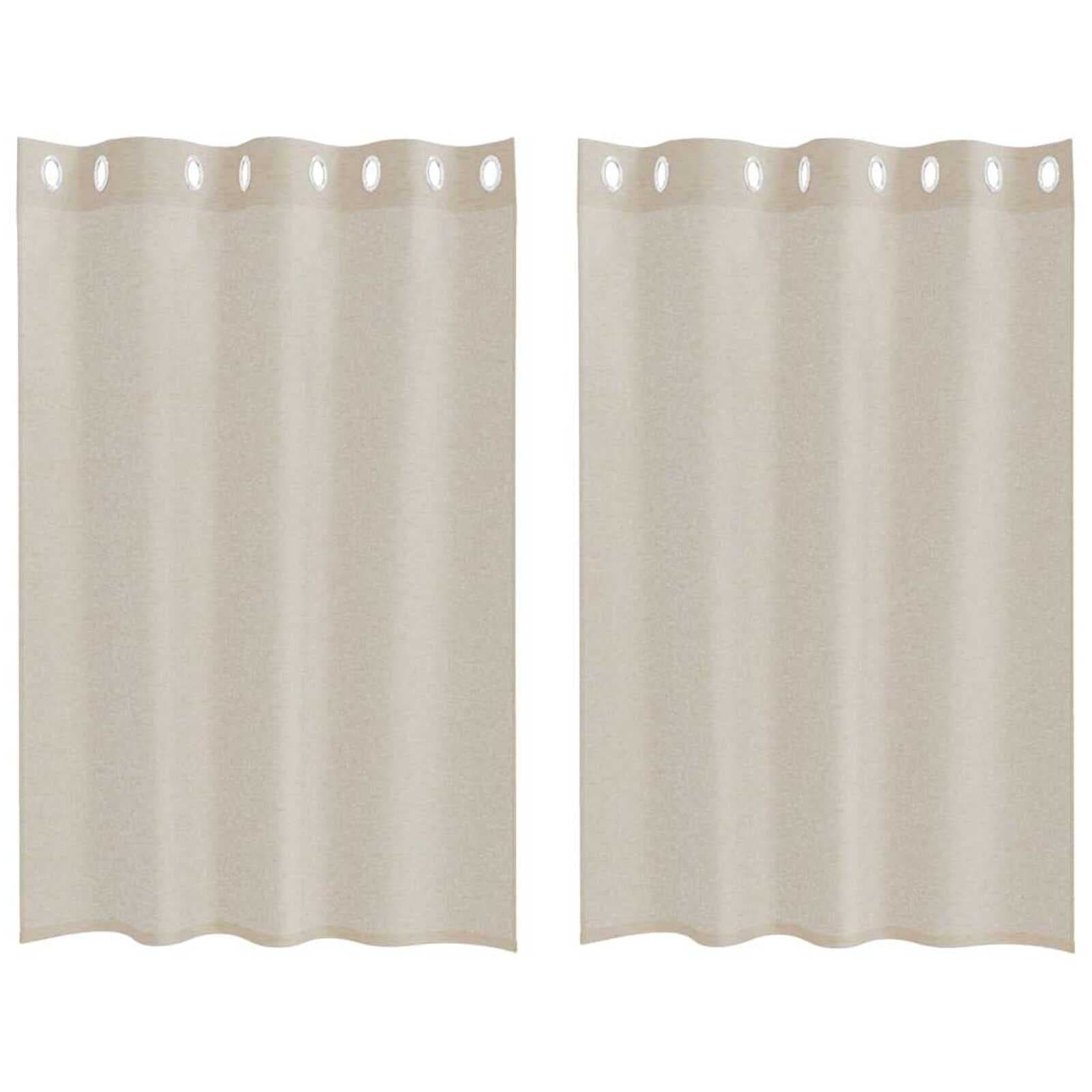 vidaXL Cortina de Voile 2 pcs Areia 140 x 140 cm Poliéster