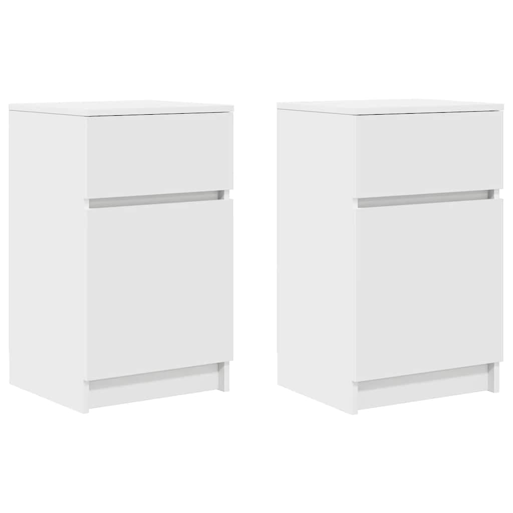 vidaXL Mesas de Cabeceira 2 Peças 39x35x65cm Derivados de Madeira Branco - 3055838265