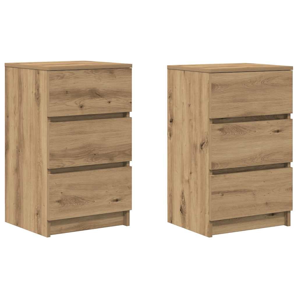 vidaXL Mesas de Cabeceira 3 Gavetas 2 Peças 39x35x65cm Carvalho Artisiano - 4261951207