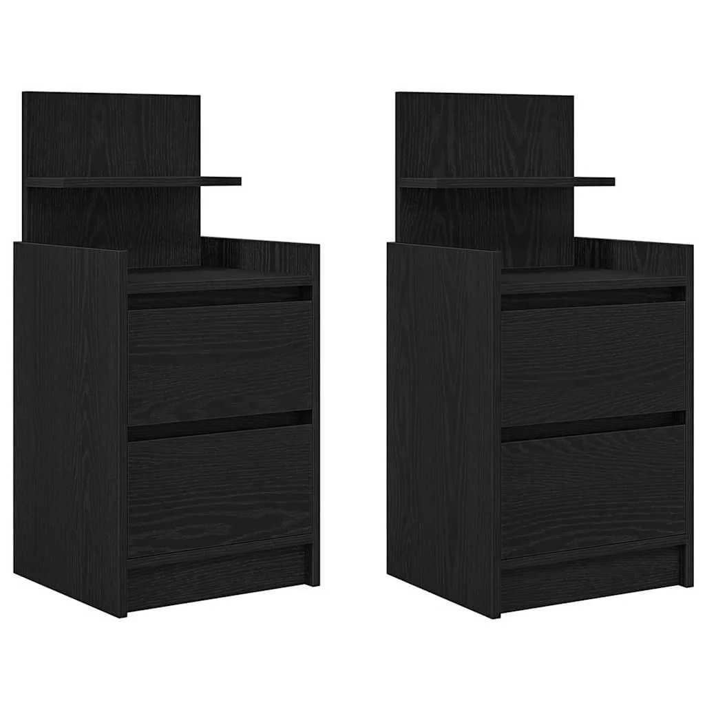 vidaXL Mesas de cabeceira com 2 gavetas 2 pcs 38x34x80 cm preto