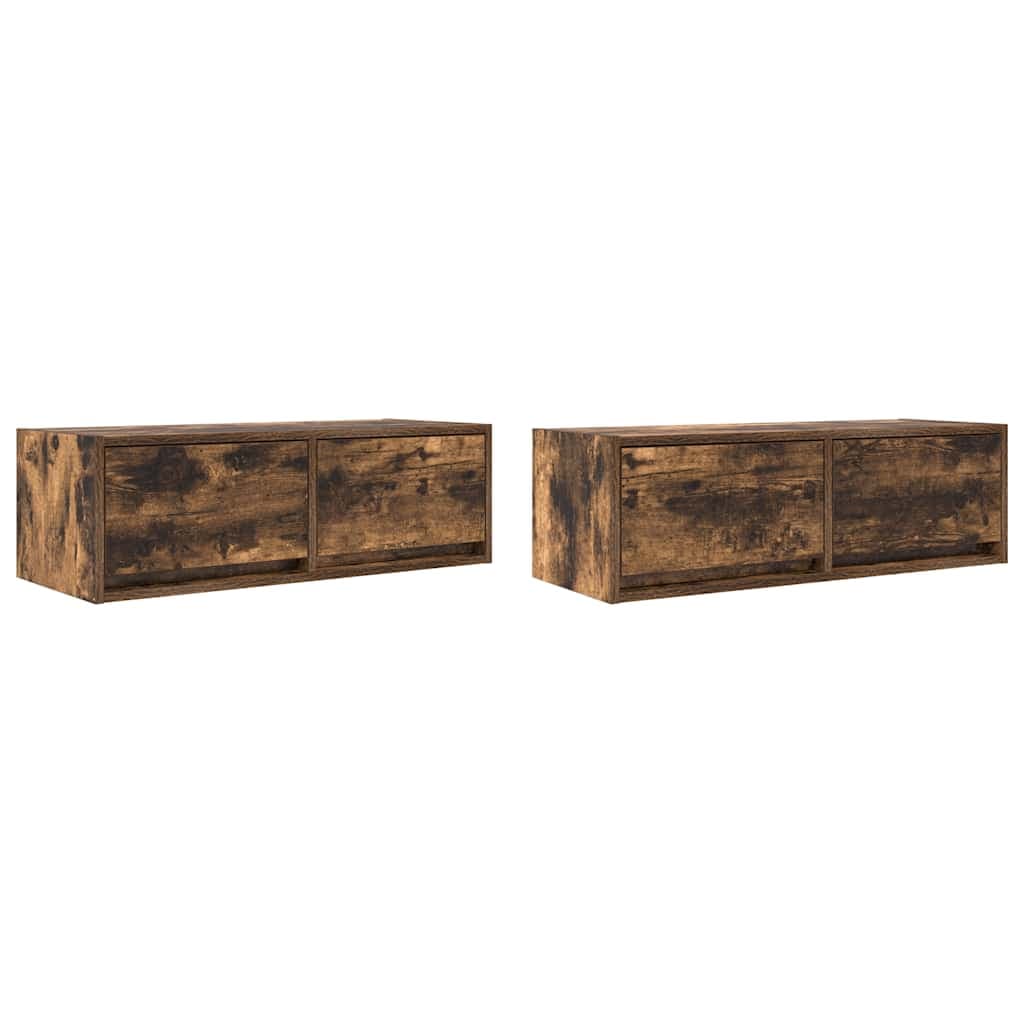 vidaXL Móveis de TV 2 Peças 80x31x25,5cm Derivados Madeira Carvalho Fumado - 132177643