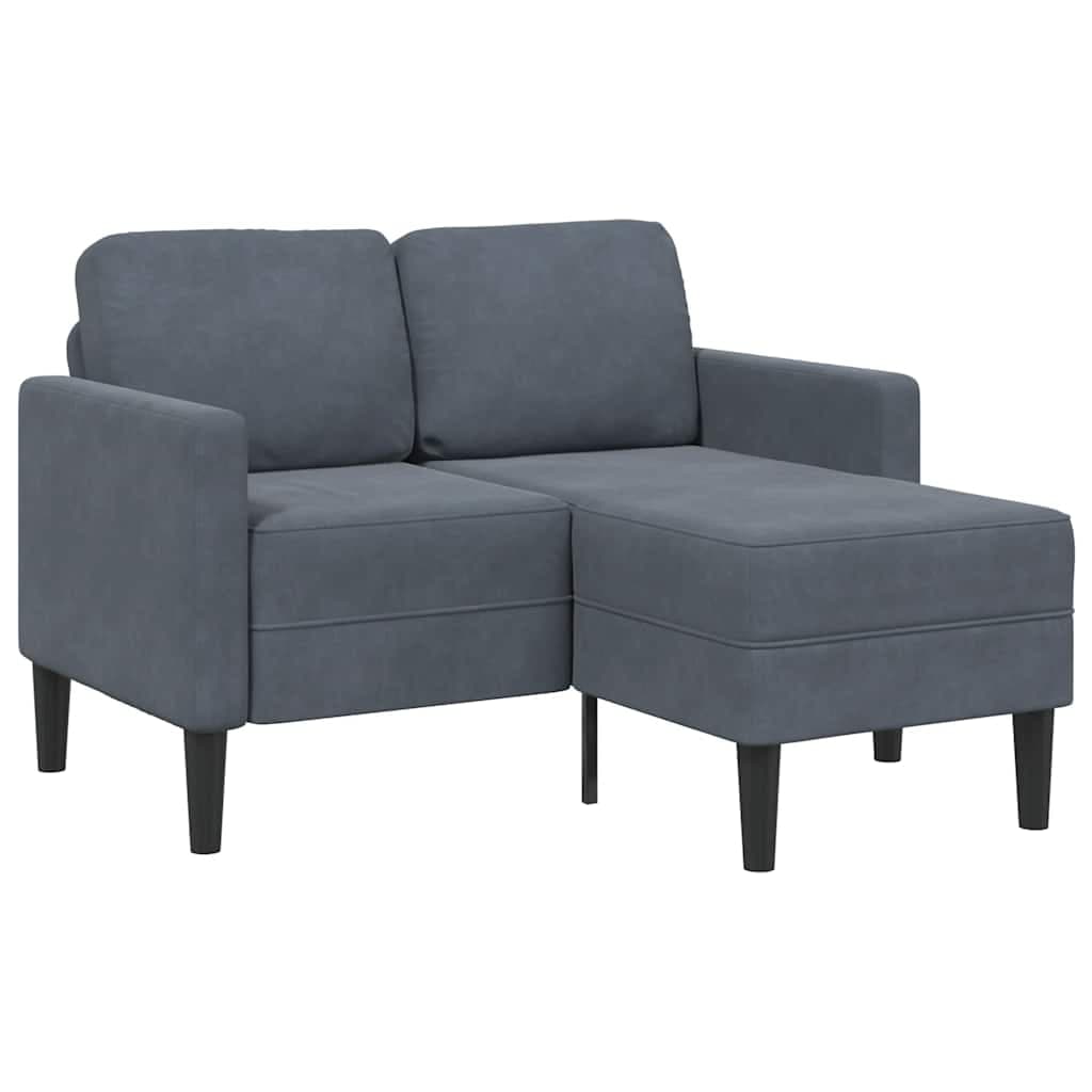 Sofá vidaXL 2 Lugares com Chaise em L 125 cm Veludo Cinzento-escuro - 2399851983