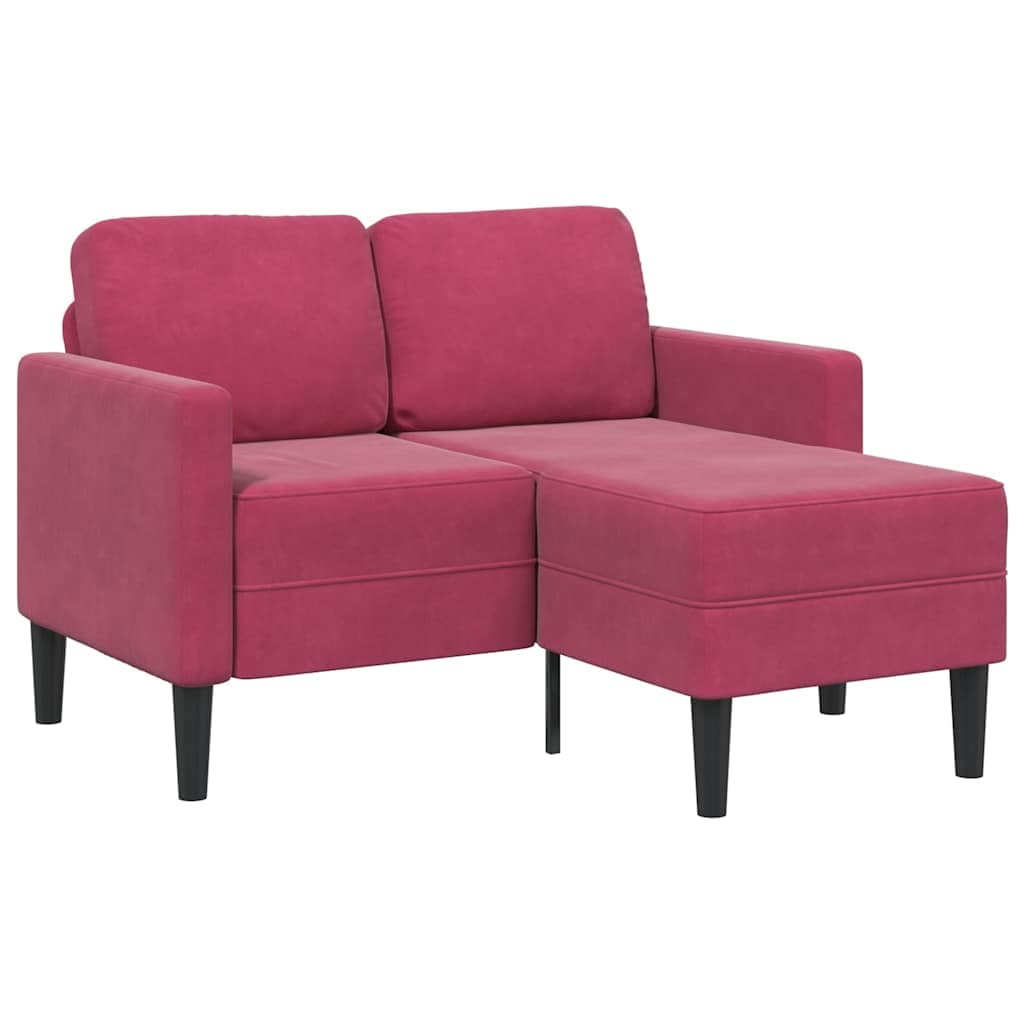 vidaXL Sofá 2 lugares com Chaise em L 125 cm veludo vermelho tinto