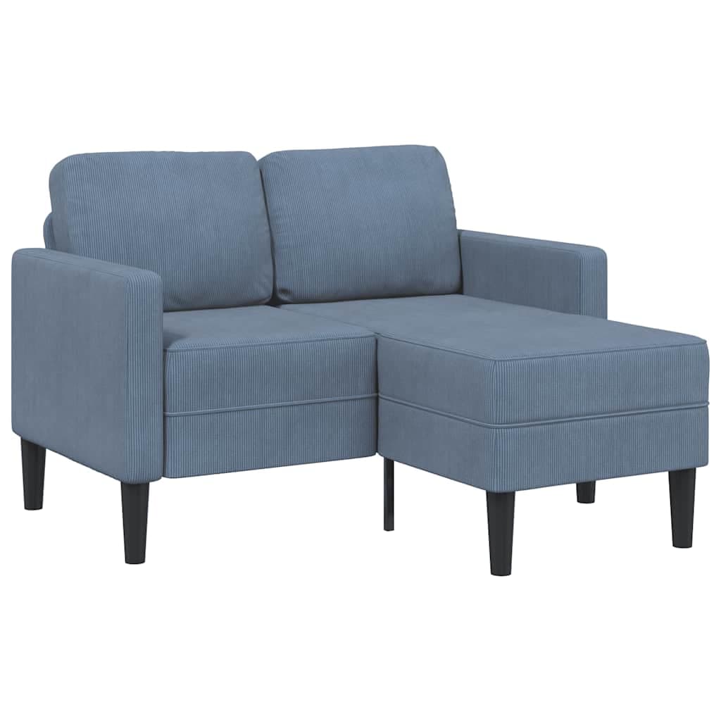 Sofá vidaXL 2 Lugares com Chaise em L 125 cm Linho Azul - 4141247851