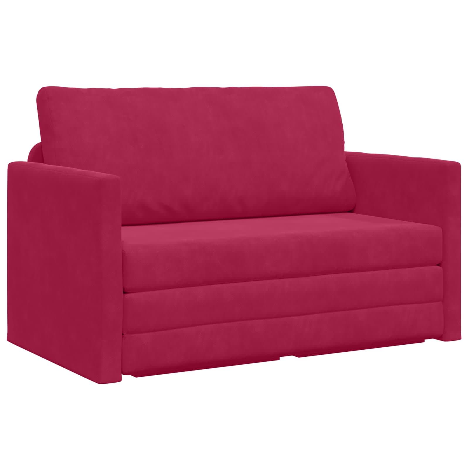 vidaXL Sofá-Cama Vinho Vermelho 124 x 71 x 78 cm Veludo