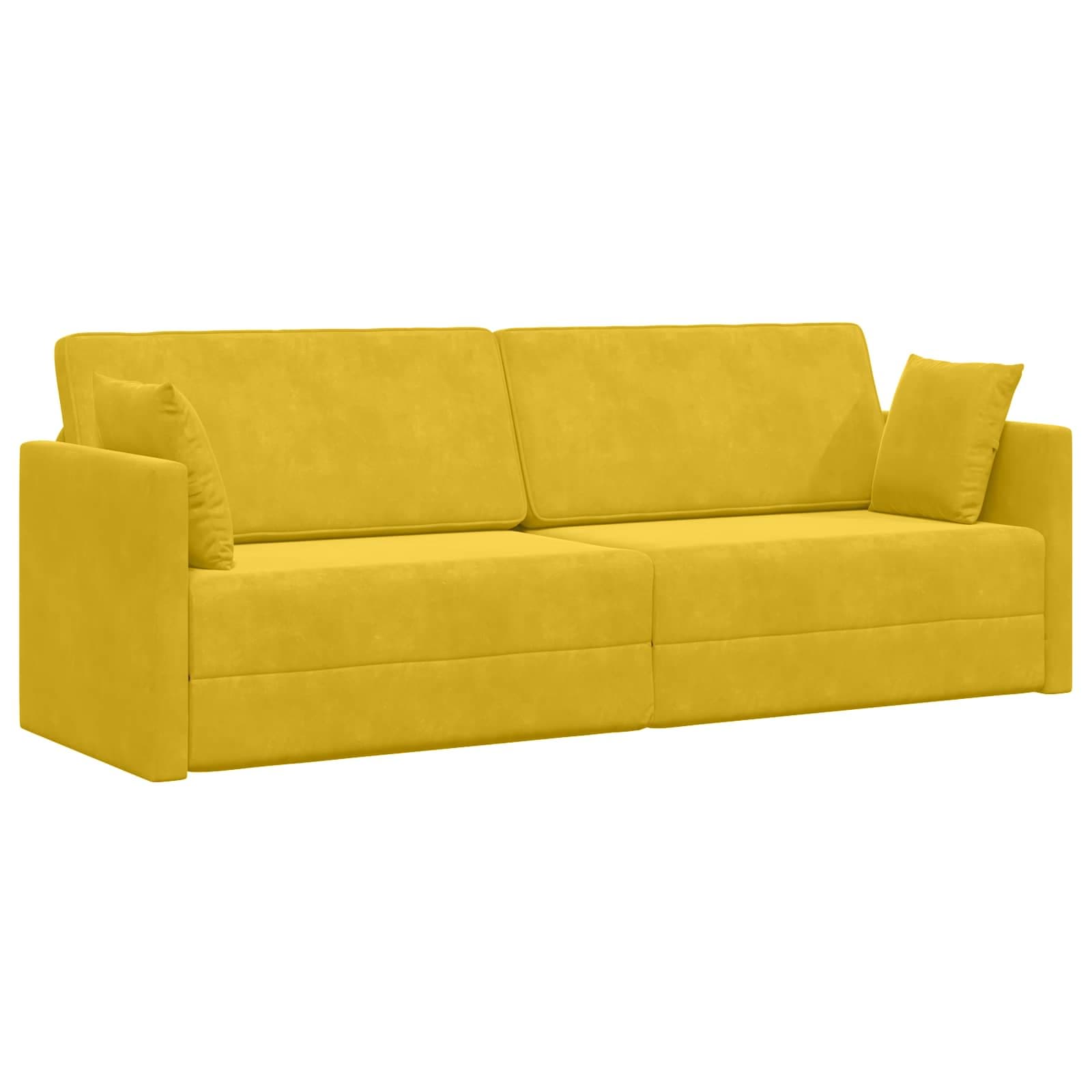 vidaXL Sofá-cama de chão Amarelo 213 x 70 x 77 cm Veludo
