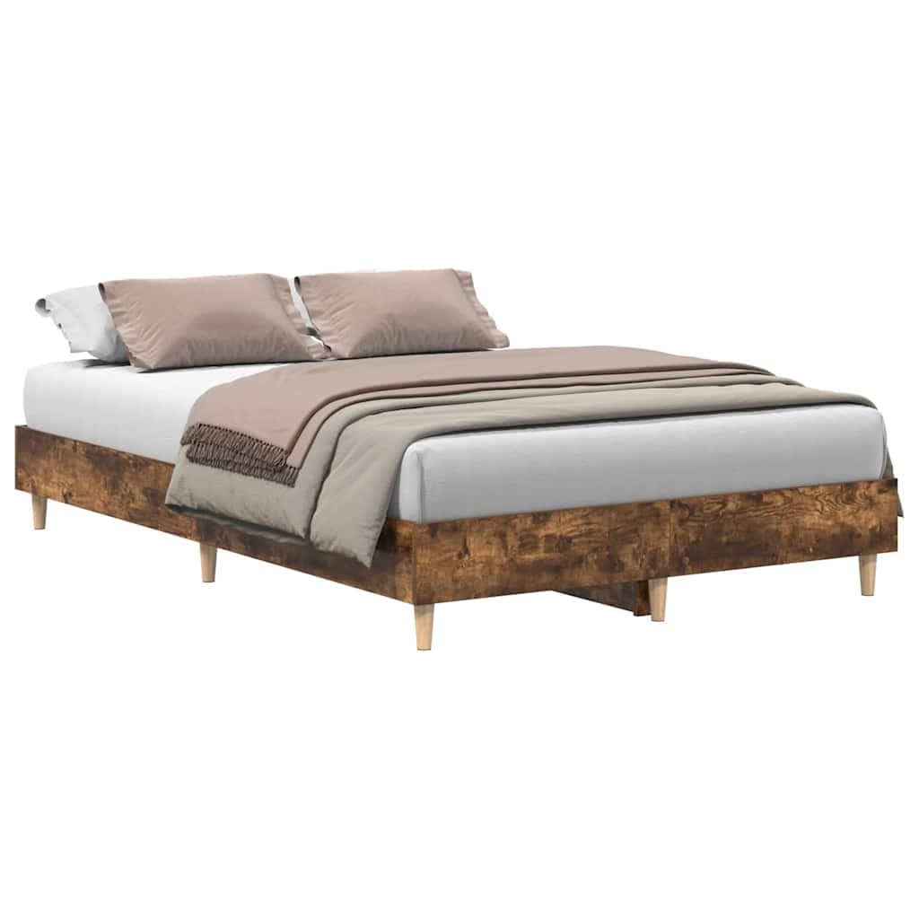 vidaXL Estrutura de Cama sem Colchão 140x190 cm Carvalho Fumado - 2802397170