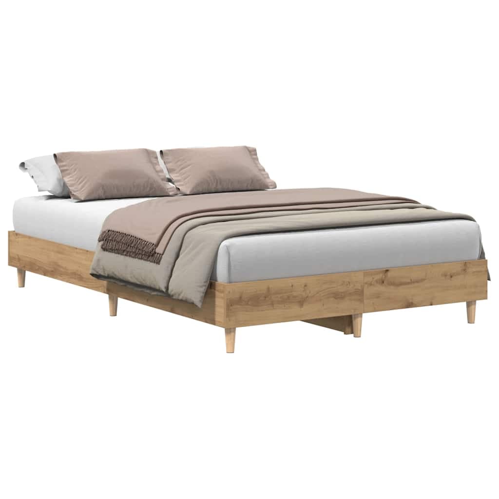 vidaXL Estrutura de Cama sem Colchão 135x190 cm Carvalho Artesanal - 3464030780