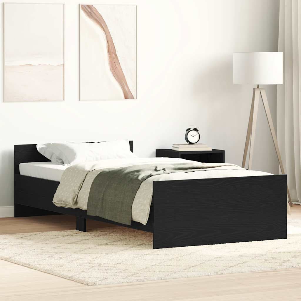 vidaXL Estrutura cama s/ colchão derivados madeira carvalho preto