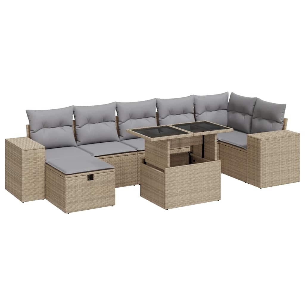 vidaXL 5 pcs conjunto de sofás p/ jardim com almofadões vime PE bege