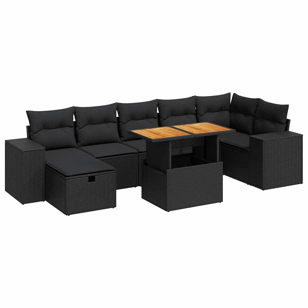 vidaXL 5 Peças Conjunto Sofás de Jardim com Almofadões Acácia e Vime Pe - 3426882660