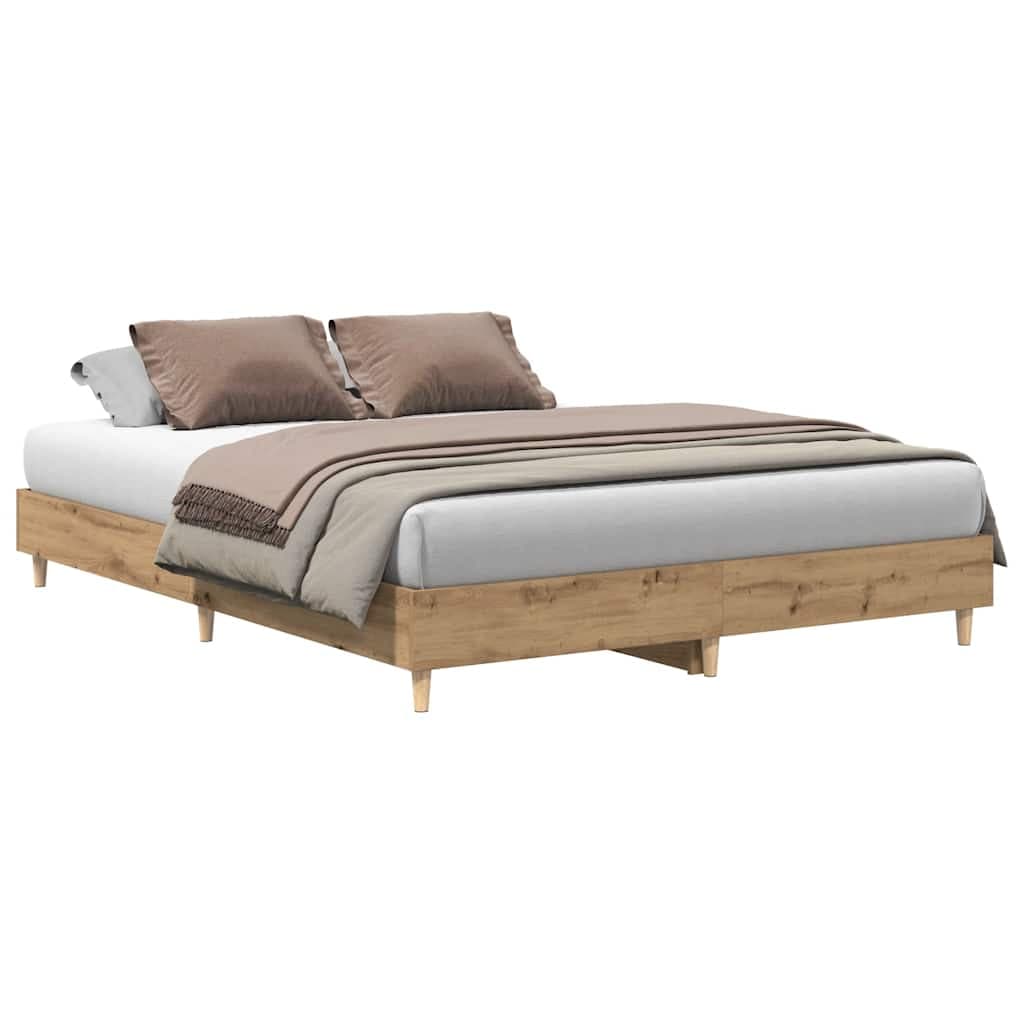 vidaXL Estrutura Cama sem Colchão 140x200 cm Carvalho Artesanal - 764682035
