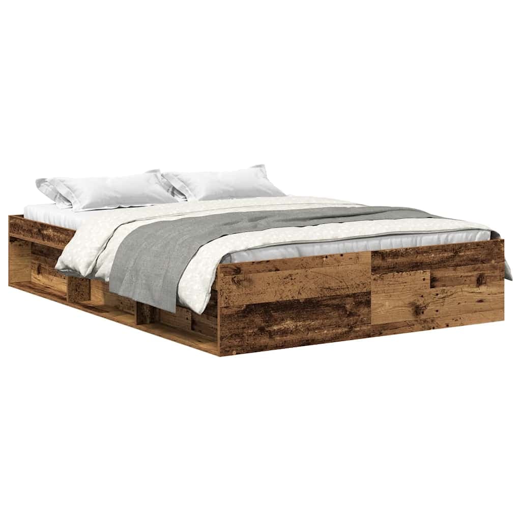vidaXL Estrutura de Cama sem Colchão 140x190 cm Madeira Velha - 893654449