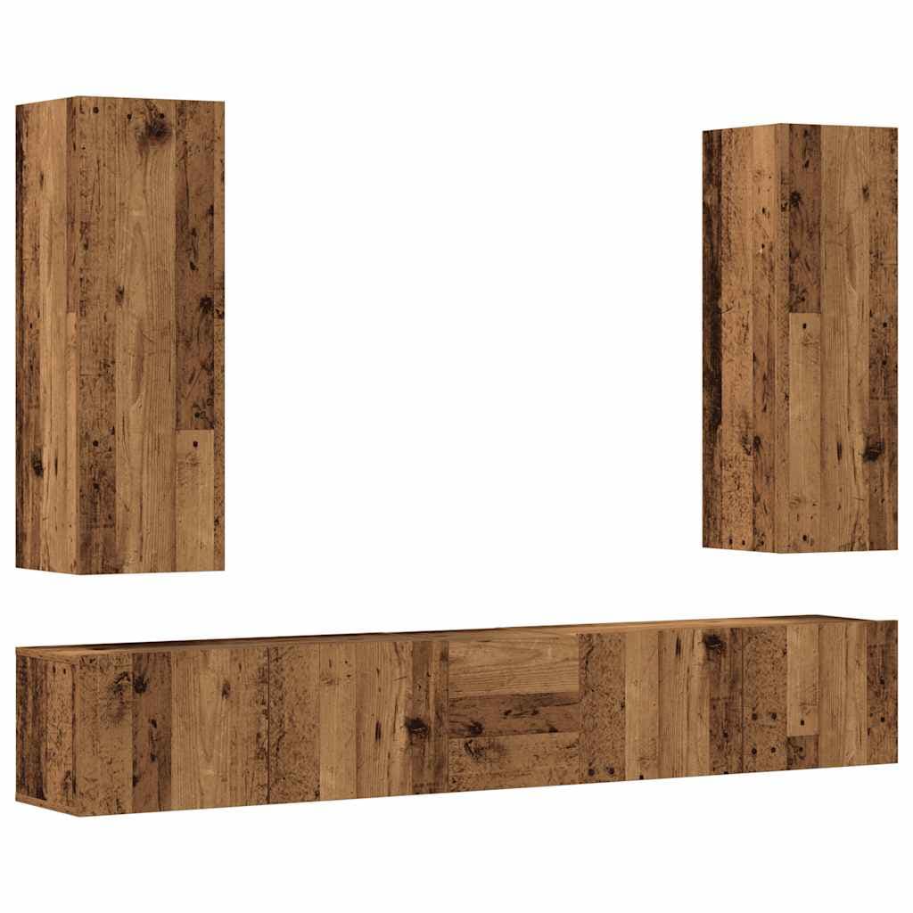 vidaXL Conjunto de armário TV de parede 5 pcs madeira madeira velha