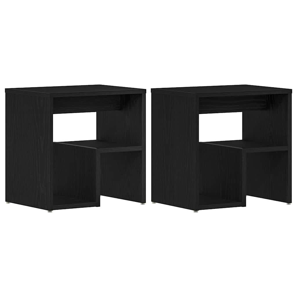 vidaXL Mesas de Cabeceira Conjunto de 2 Carvalho Preto - 1611988938