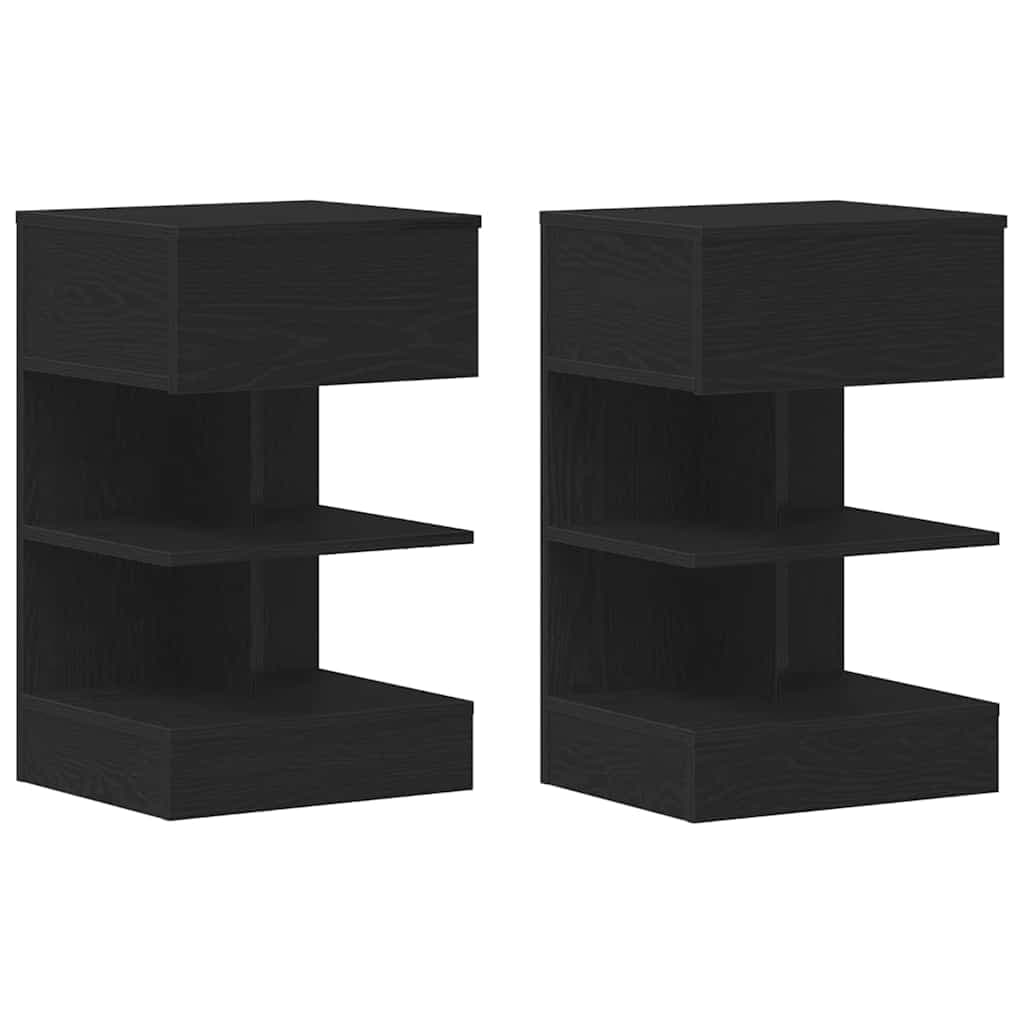 vidaXL Armário de Cabeceira 2 pcs Carvalho Preto 40 x 35 x 65 cm