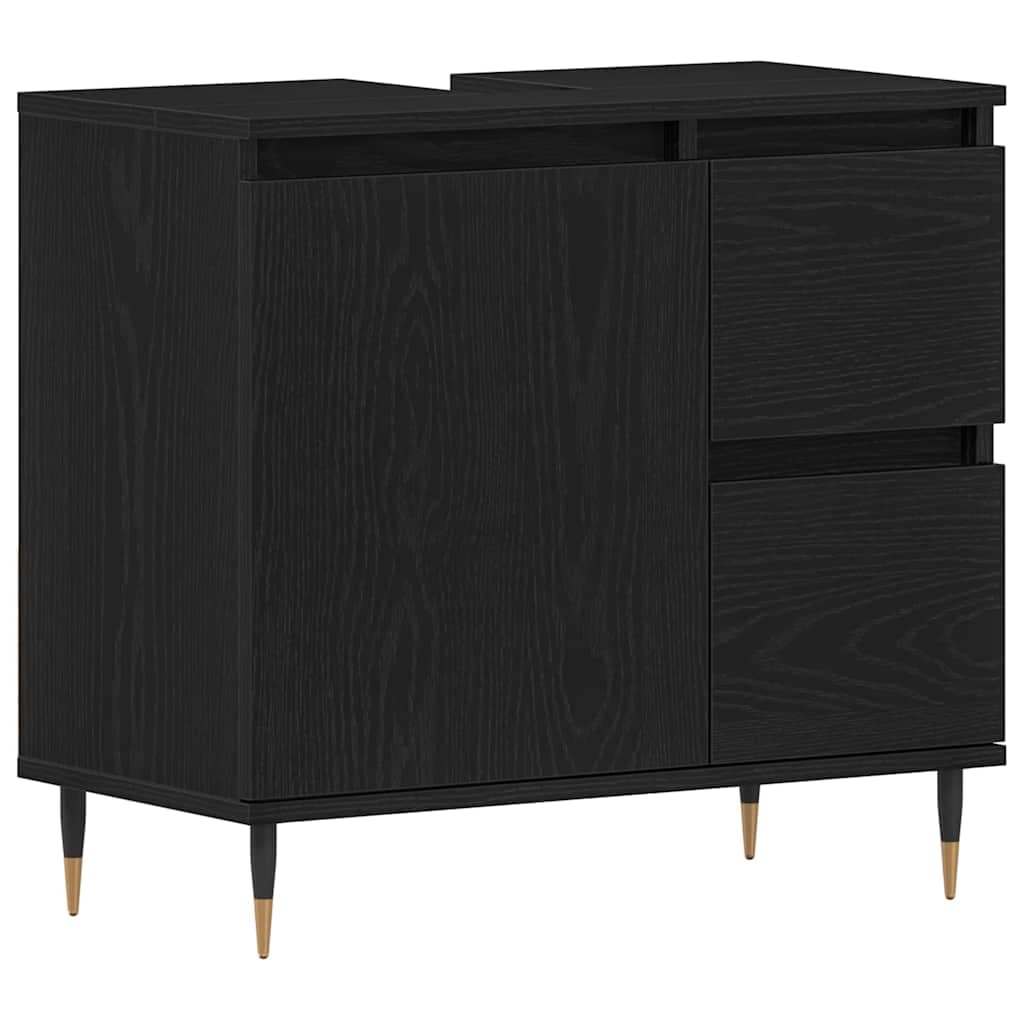 vidaXL Armário de Banheiro com gaveta Carvalho Preto 65 x 33 x 60 cm