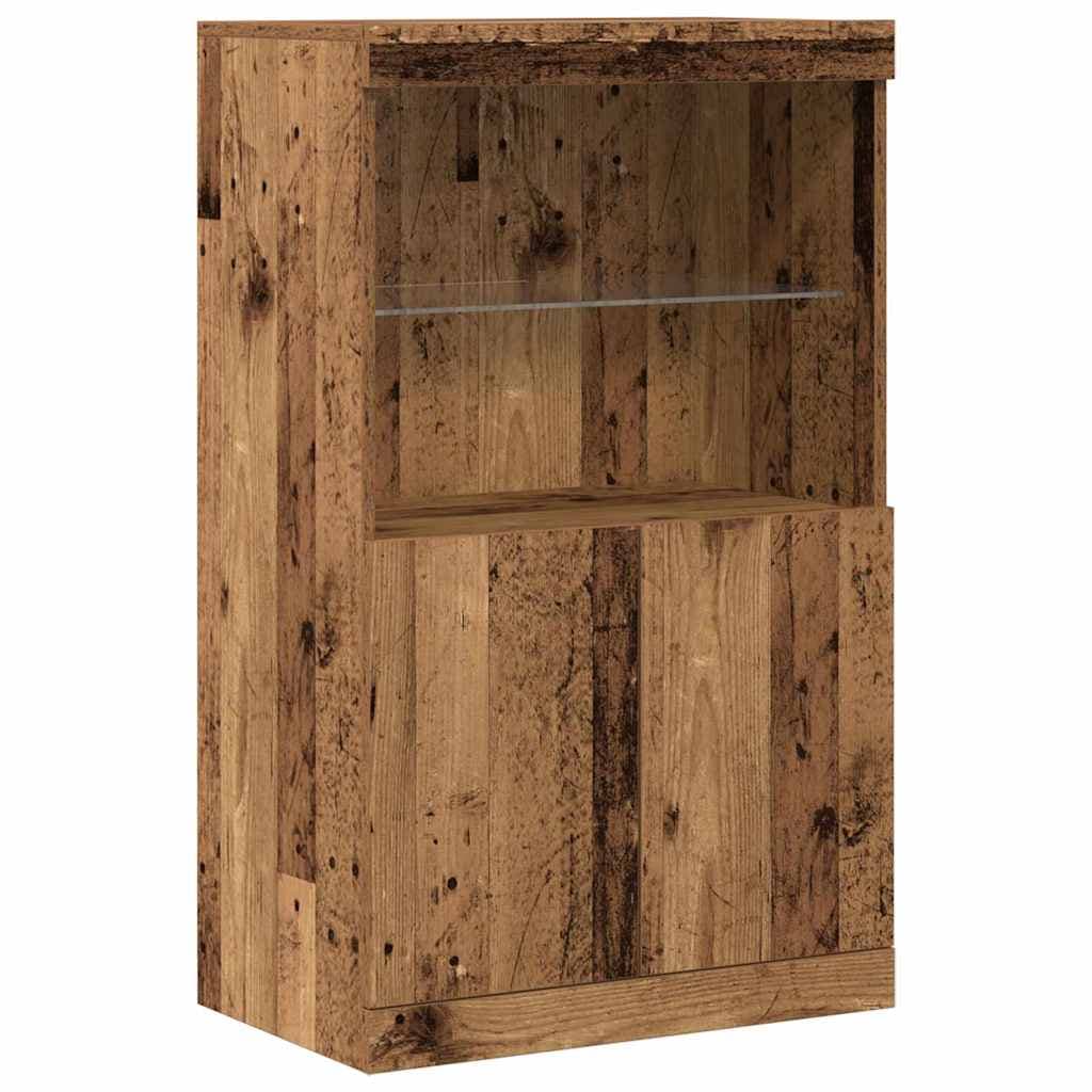vidaXL Aparador LED Castanho 60 x 37 x 100 cm Madeira processada