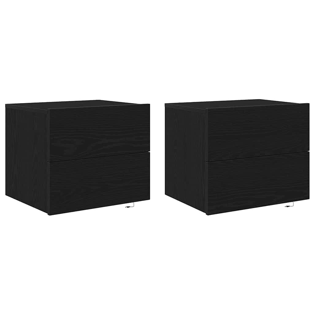 vidaXL Armário de Cabeceira 2 pcs Carvalho Preto 50 x 39 x 41 cm