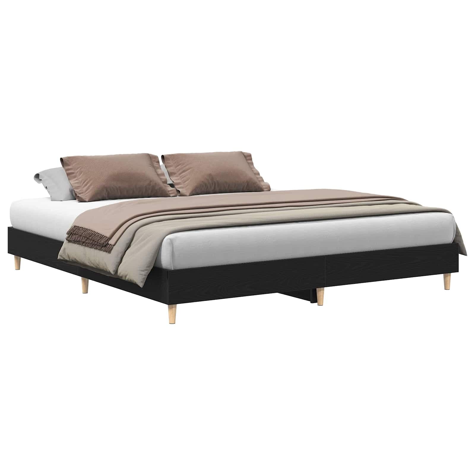 vidaXL Estrutura da Cama Carvalho Preto 203 x 203 x 25 cm