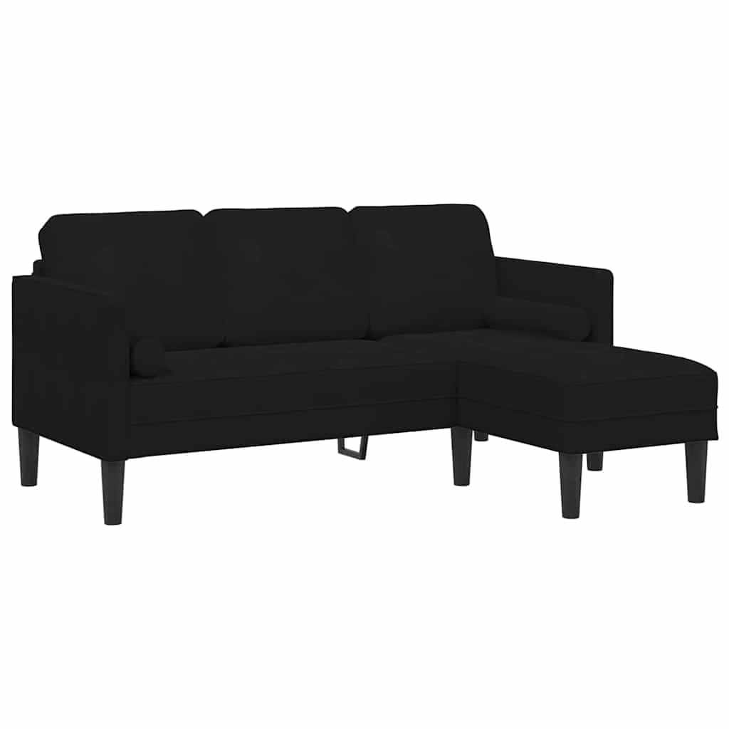 vidaXL Conjunto de Sofás com almofada Preto Poliéster