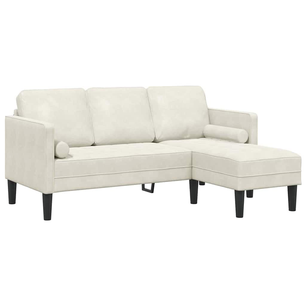 vidaXL Conjunto de Sofás com almofada Creme Poliéster