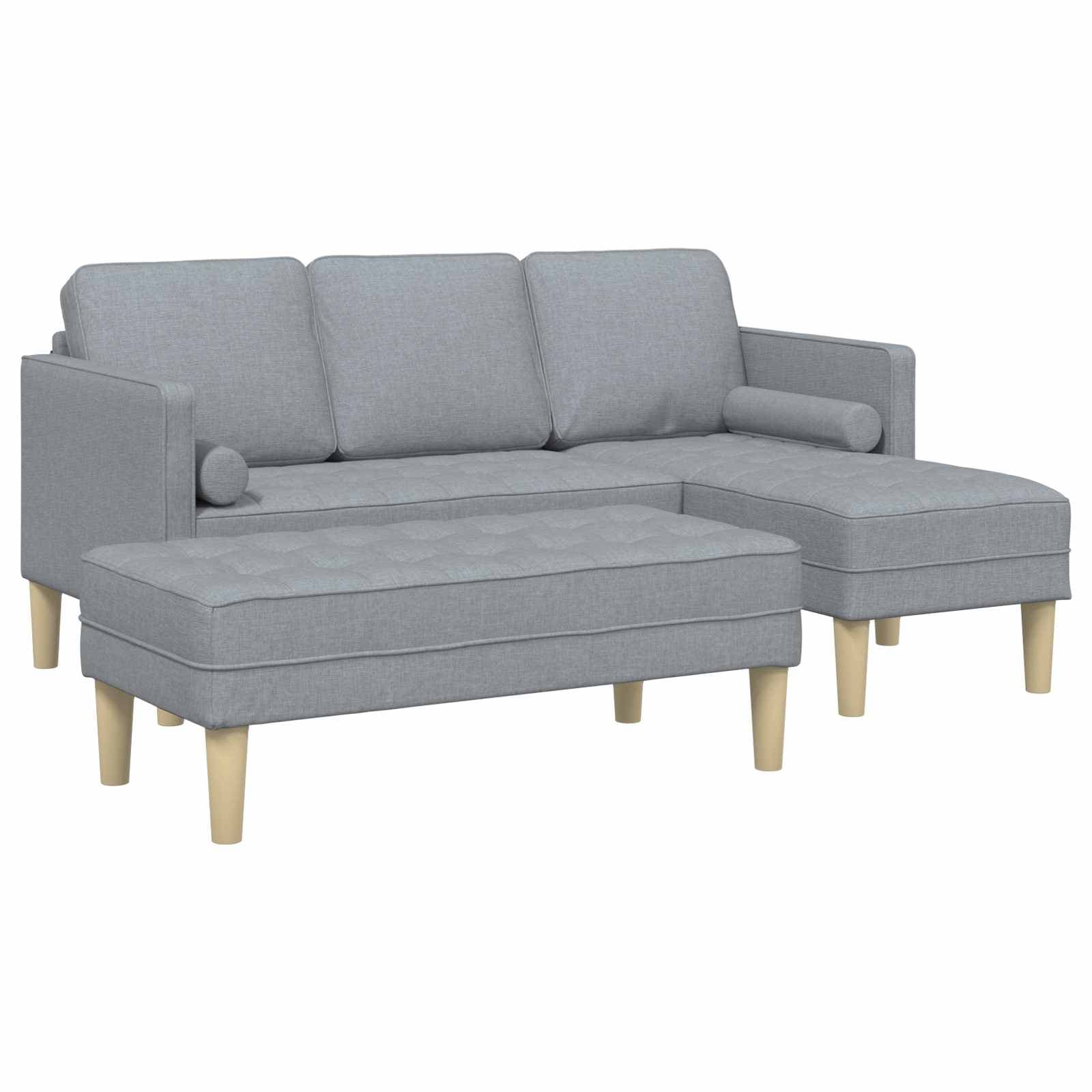 vidaXL Conjunto de Sofás com almofada 2 pcs Cinzento-claro Poliéster
