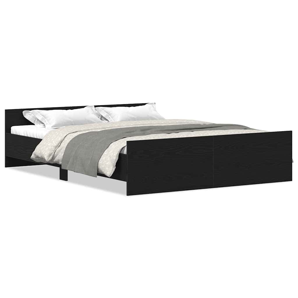 vidaXL Estrutura de cama sem colchão, carvalho preto, 160x200 cm, madeira engenheirada