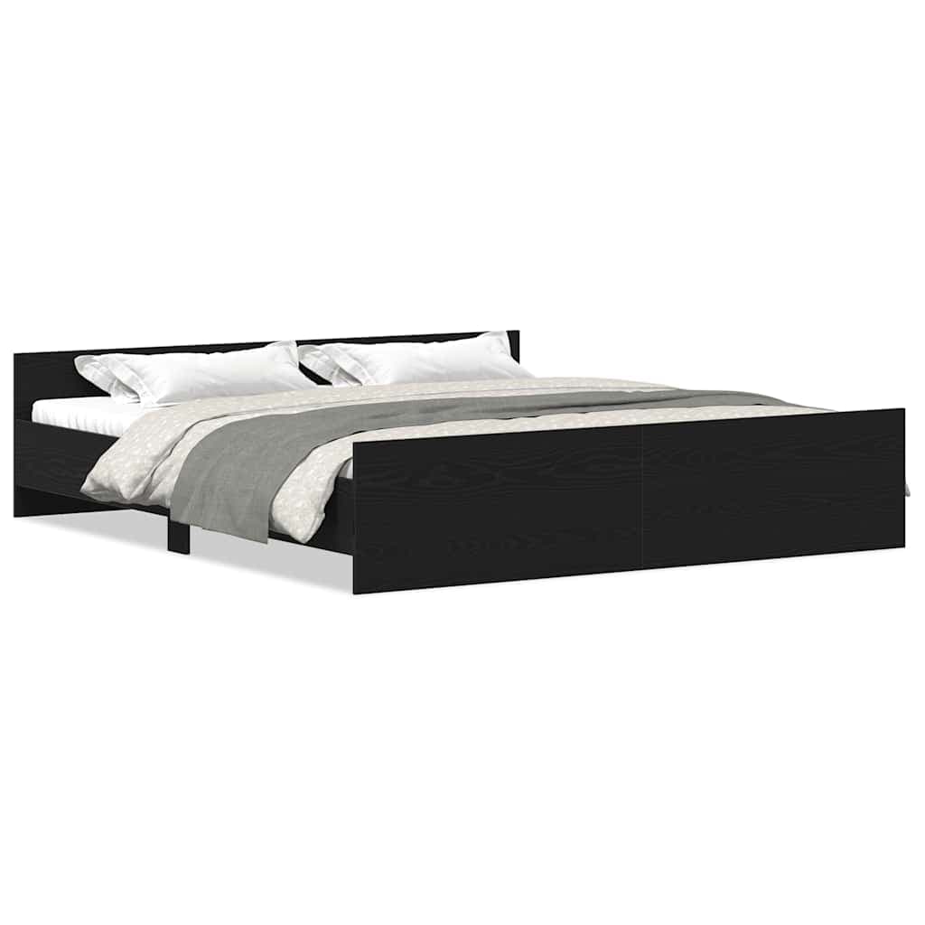 vidaXL Estrutura de cama sem colchão em carvalho preto 180x200 cm, madeira projetada