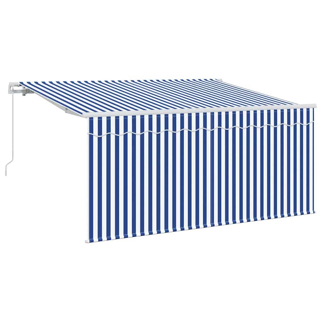 vidaXL Toldo Retrátil Azul e Branco 300 x 200 cm Poliéster e Alumínio