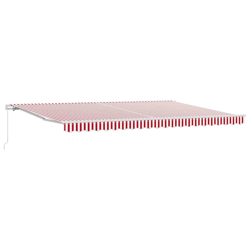 vidaXL Toldo Retrátil Manual Vermelho e Branco 500 × 350 cm