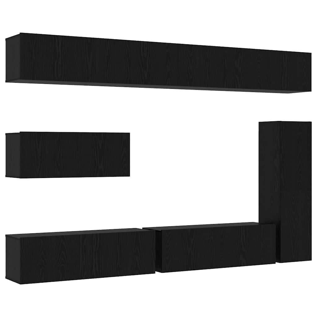 vidaXL Conjunto de móvel de TV 7 pcs Carvalho Preto Madeira processada