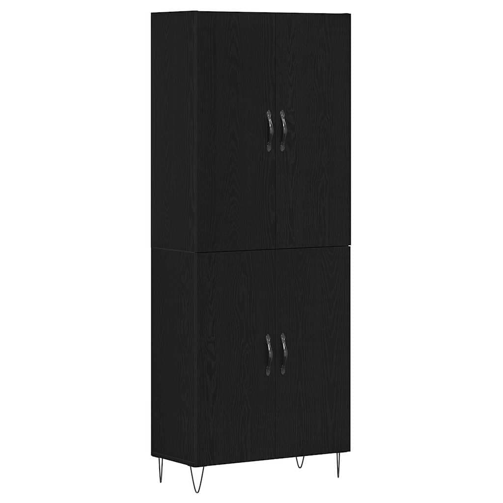 vidaXL Buffê 2 pcs Carvalho Preto Madeira engenheirada e vidro