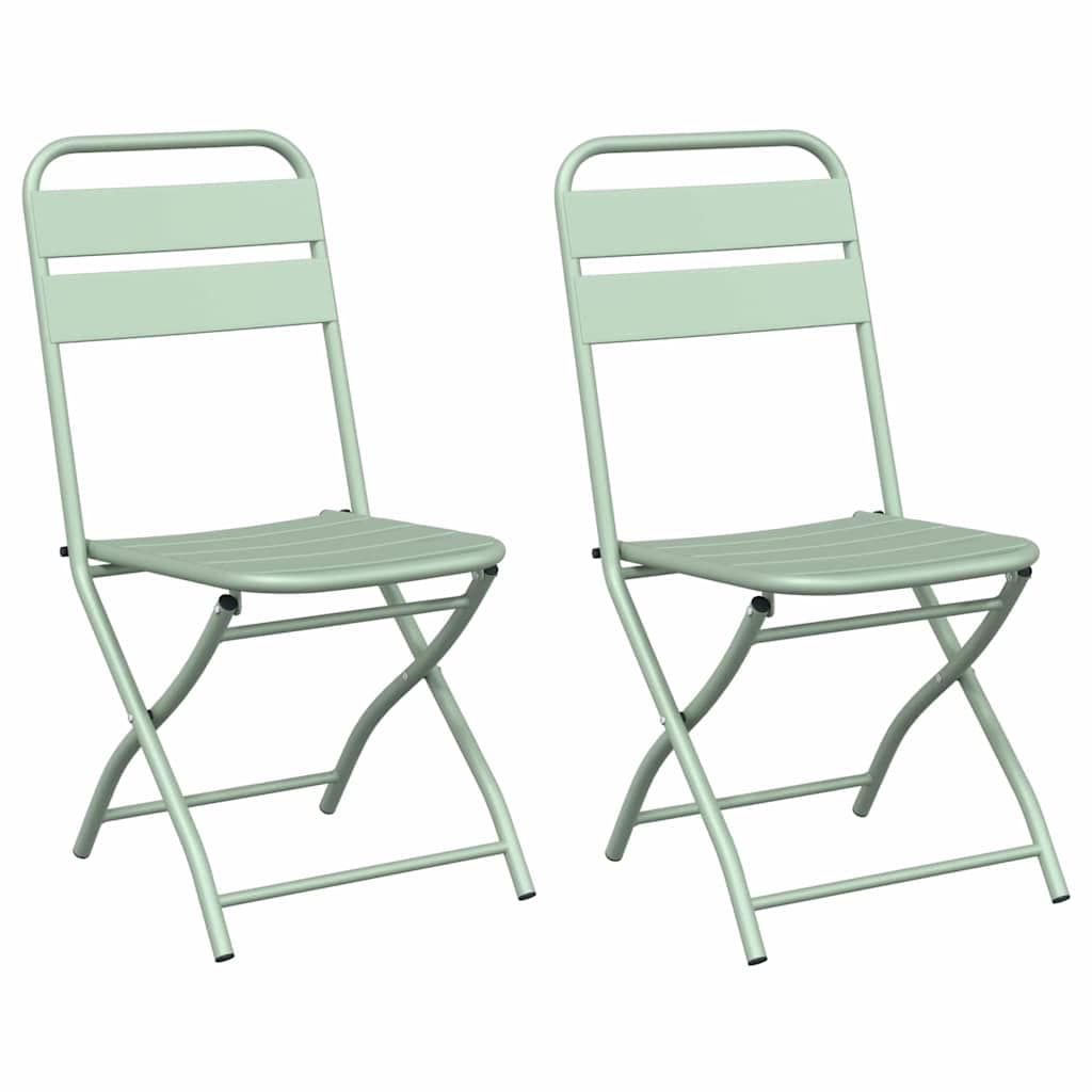 vidaXL Cadeiras de Jardim Dobráveis 2 Peças Verde Claro 42x52x82 cm Aço Revestido a Pó - 3099389149