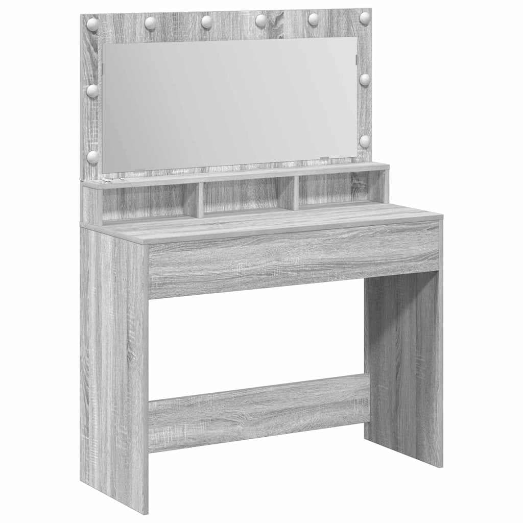 vidaXL Mesa de vestir com prateleira Cinza Sonoma 100 x 41 x 135 cm