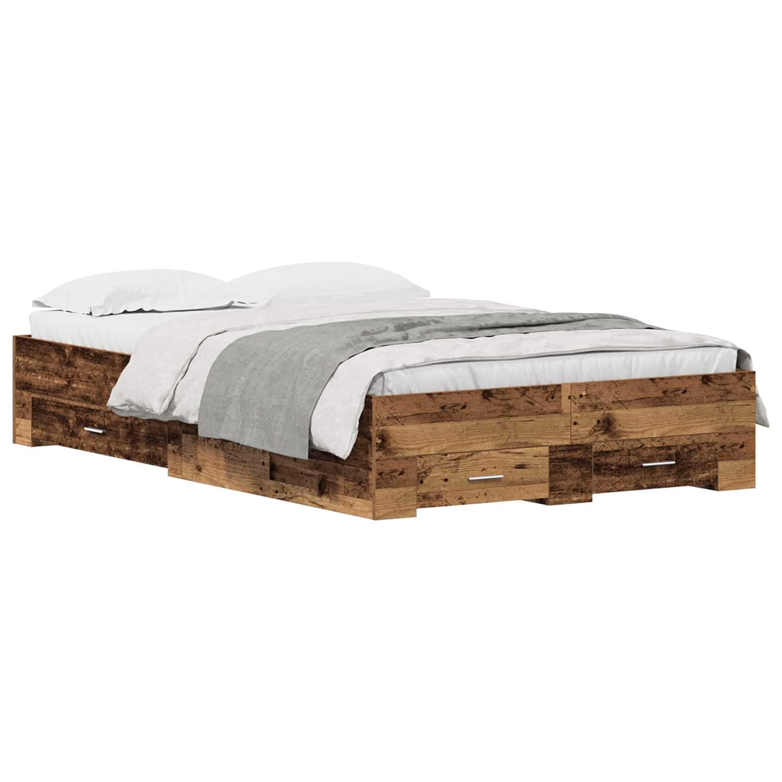 vidaXL Estrutura da Cama com gaveta Madeira Antiga 120 x 190 cm