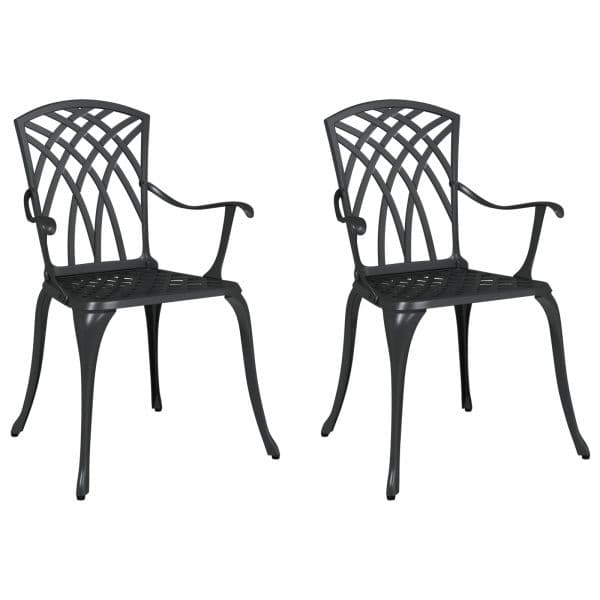 vidaXL Cadeiras de Jardim 2 Peças Preto Alumínio Fundido - 2035920866