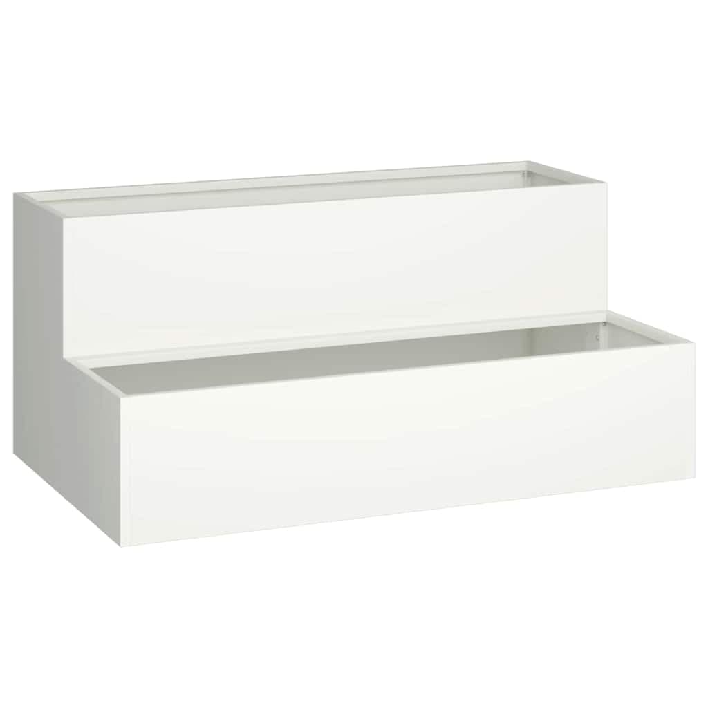 vidaXL Vaso de Jardim Branco 100 x 60 x 45 cm Aço laminado a frio