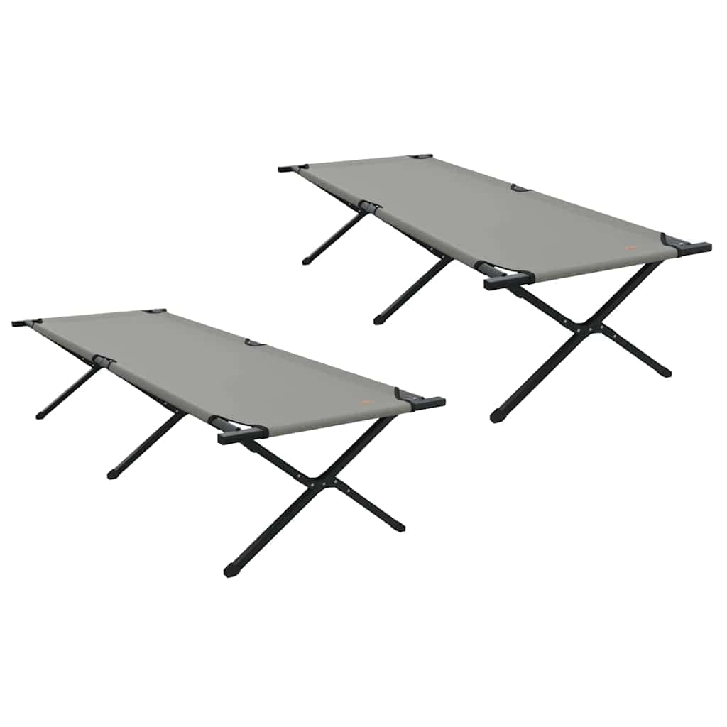 vidaXL Cama de Camping Dobrável Manual 2 pcs Cinzeto 210 x 80 x 46 cm