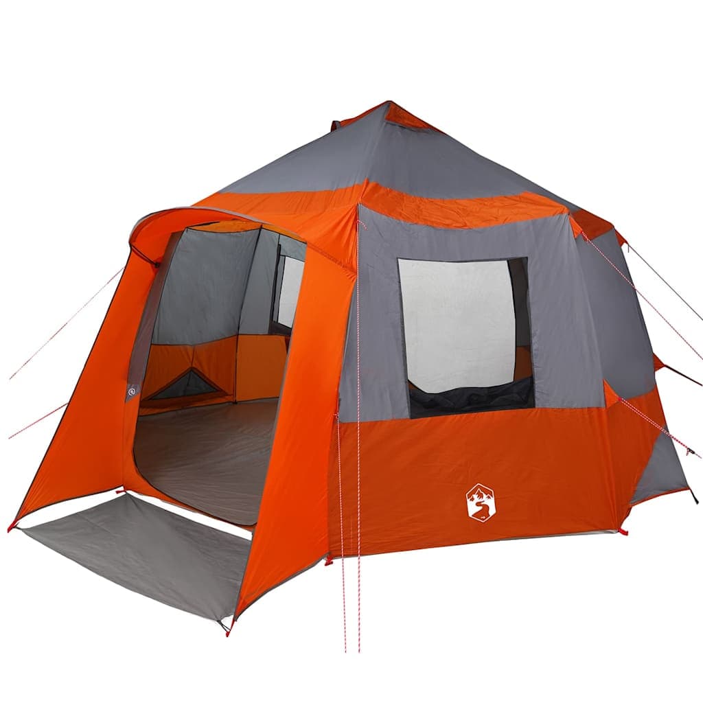 vidaXL Tenda de Cabana 12-Pessoas Cinza e Laranja 405 x 405 x 273 cm