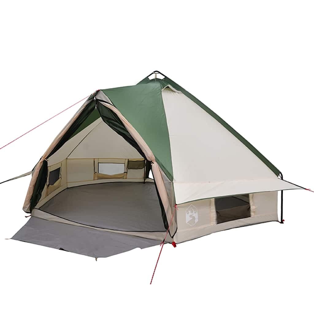 vidaXL Tenda Teepee para 6 Pessoas Verde e Branco 431 x 366 x 185 cm