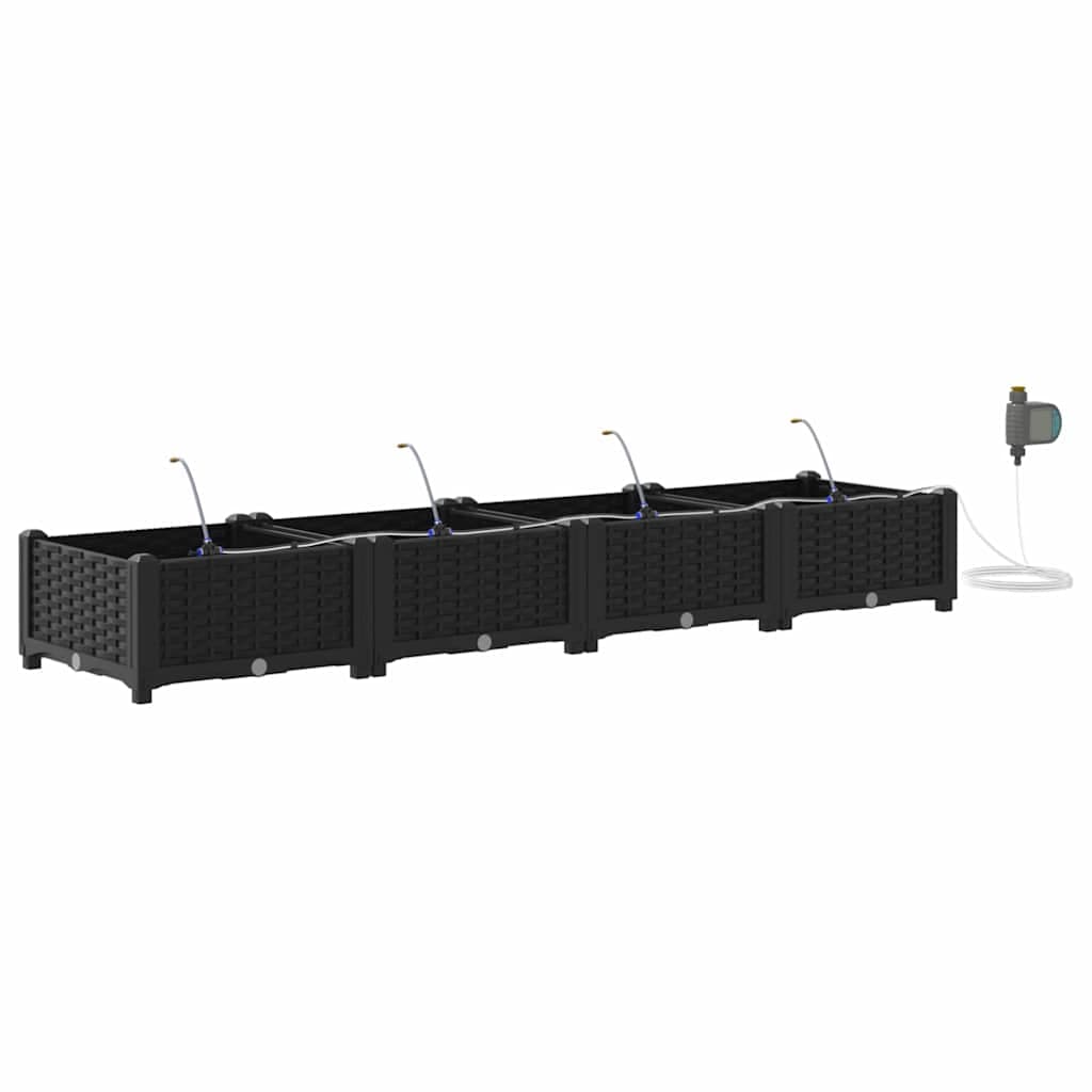 vidaXL Vaso de Jardim 4 pcs Preto 160 x 40 x 22 cm Plástico