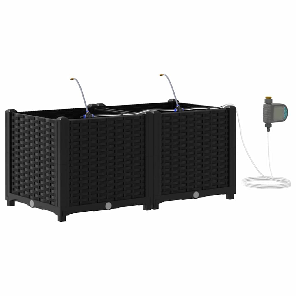 vidaXL Vaso de Jardim 2 pcs Preto 80 x 40 x 37,5 cm Plástico