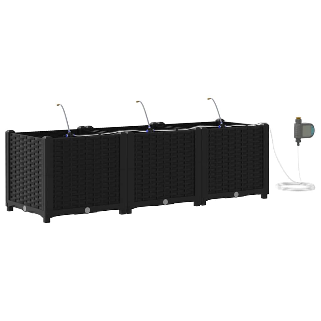 vidaXL Vaso de Jardim 3 pcs Preto 120 x 40 x 37,5 cm Plástico