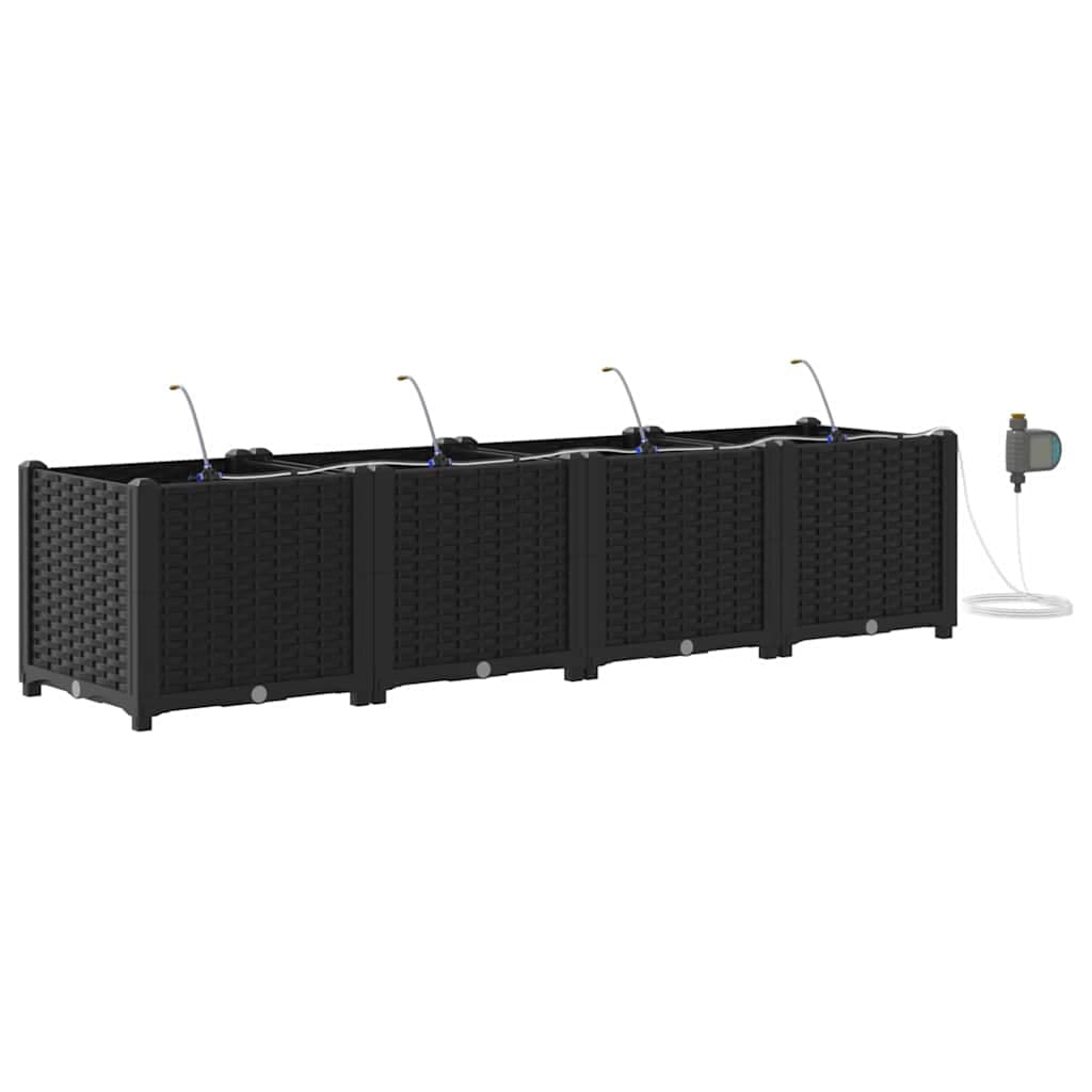 vidaXL Vaso de Jardim 4 pcs Preto 160 x 40 x 37,5 cm Plástico