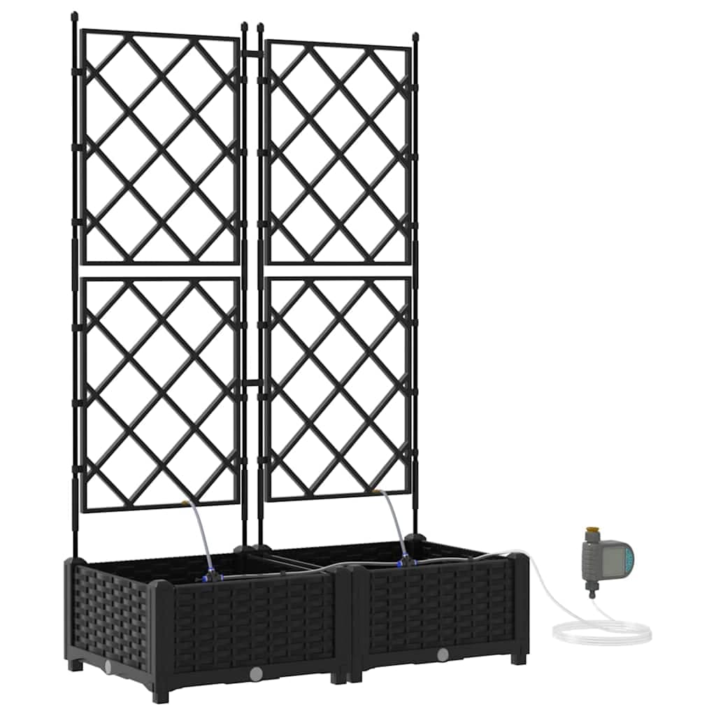 vidaXL Vaso de Jardim 2 pcs Preto 80 x 40 x 126 cm Plástico