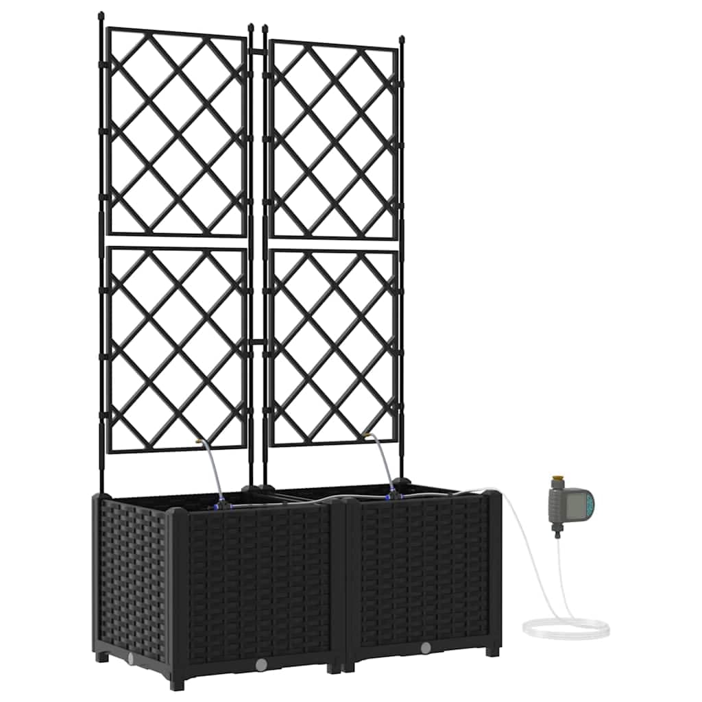 vidaXL Vaso de Jardim 2 pcs Preto 80 x 40 x 142 cm Plástico