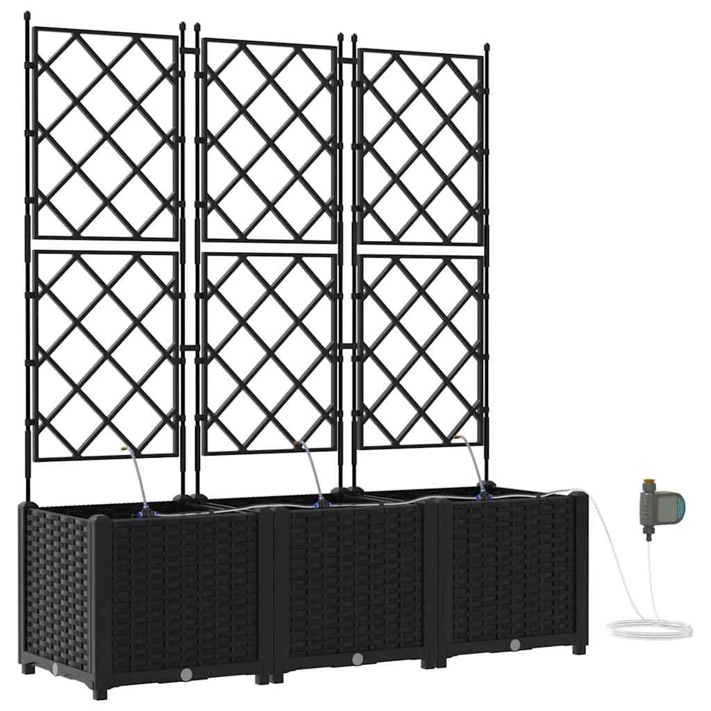 vidaXL Vaso de Jardim 3 pcs Preto 120 x 40 x 142 cm Plástico